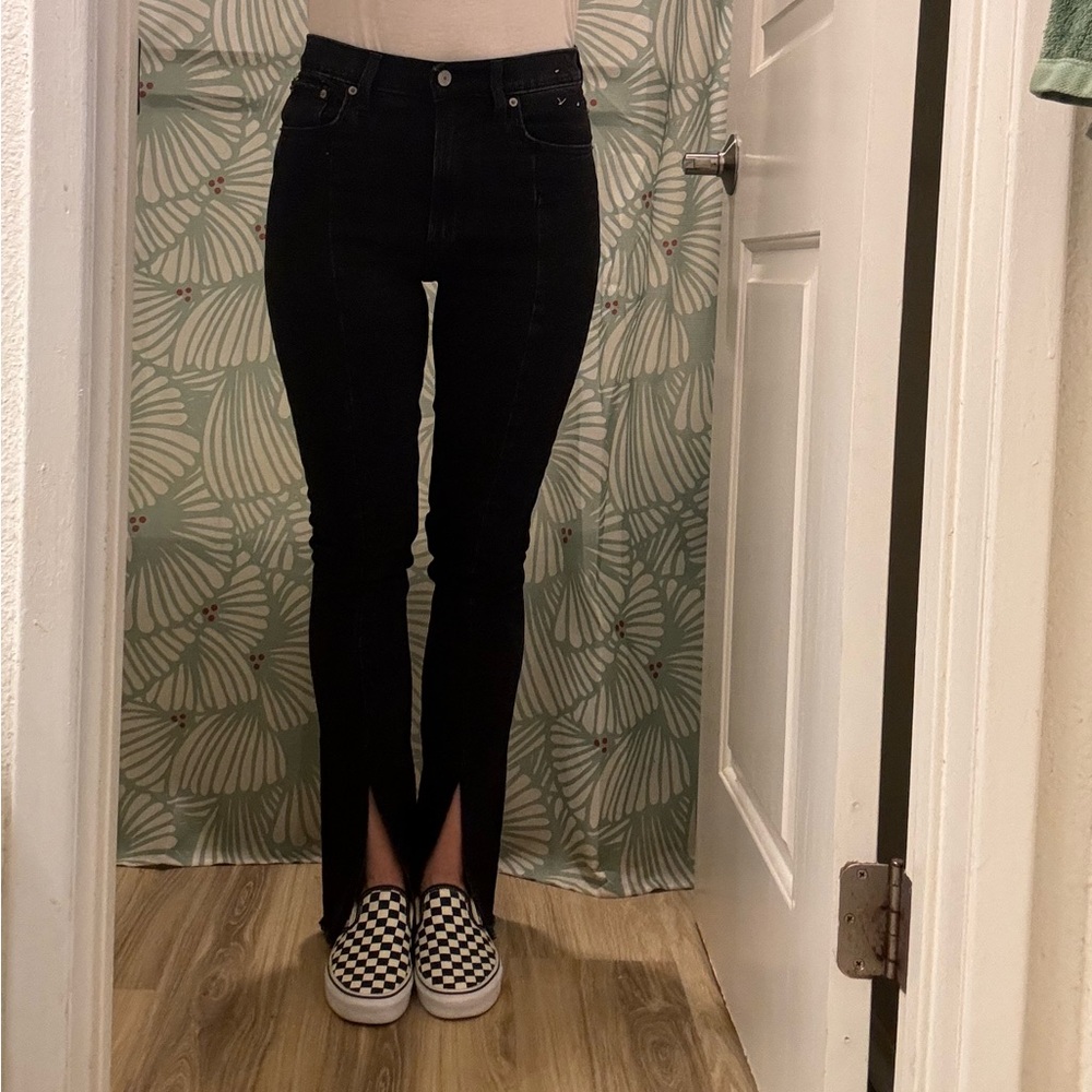 Black Abercrombie, and Fitch  high rise skinny flare jeans